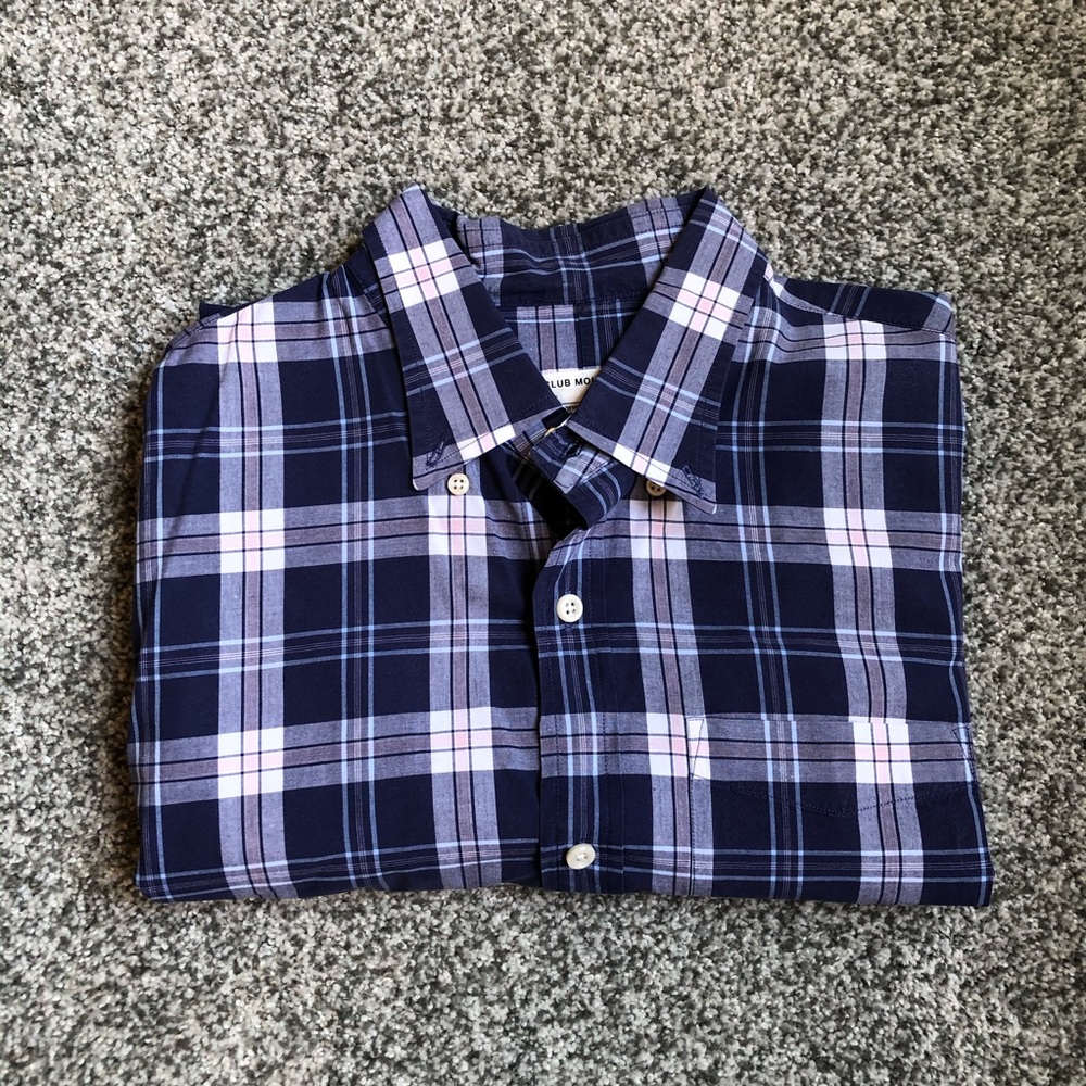 Club Monaco blue plaid button down shirt